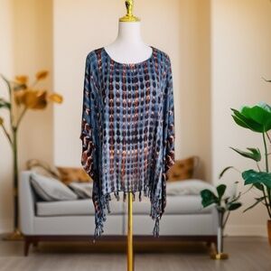 0094/ Oversized  Dark Grey Tie Dye Poncho